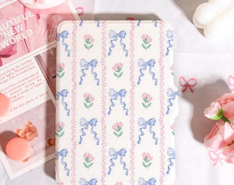 Bows Small Flowers Kindle Case With Hand Strap, Kindle 6/6.8/7" Case, Kindle Kobo Paperwhite 12th/11th Case, Kindle 12/11/10, 2025 Kobo Case