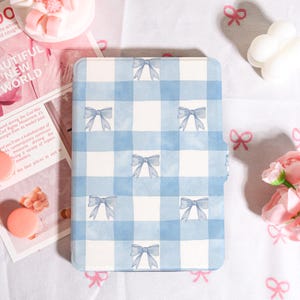 Blue Bow Stripes Kindle Case With Hand Strap, Kindle 6/6.8/7&quot; Case, Kindle Paperwhite 12th/11th/10th Case, Kindle 12/11/10, 2025 Kindle Case