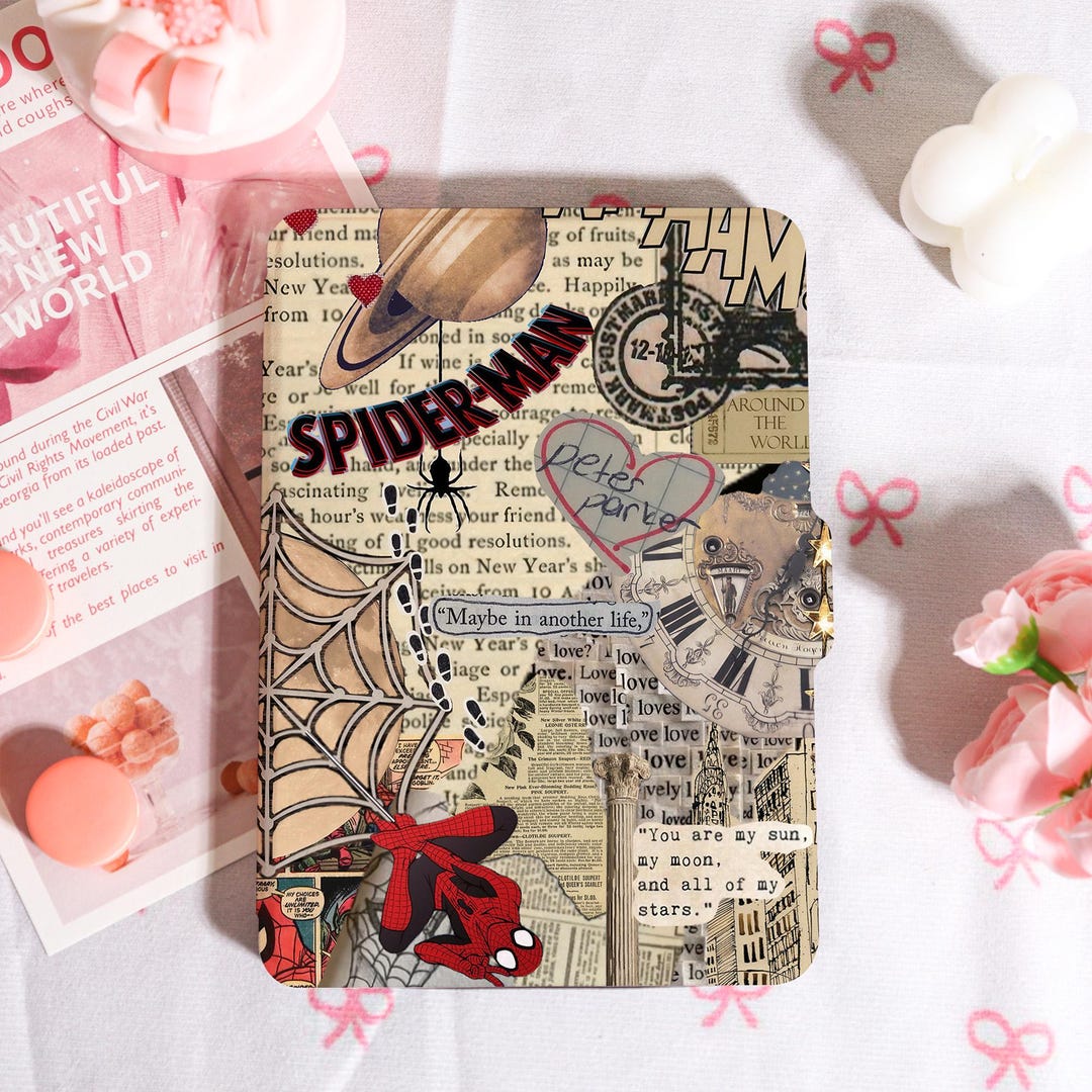 Retro Collage Kindle Case With Hand Strap, Kindle 6/6.8/7" Case, Kindle ...