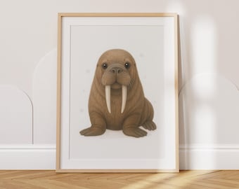 Baby Walrus Nursery Wall Art | Cute Arctic Animal Printable | Instant Download Baby Room Decor | Baby Walrus Poster for Kids Nursery
