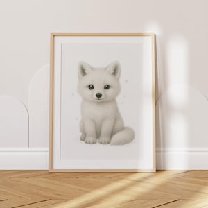 Baby Arctic Fox Nursery Wall Art | Cute Arctic Animal Printable Poster | Instant Download Baby Room Decor | Toddler & Kids Baby Fox Wall Art