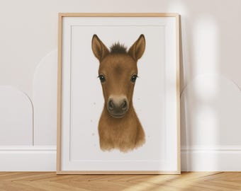 Baby horse digital poster, farm nursery wall art, animal baby decor, country-themed nursery print, rustic farmhouse baby room decor