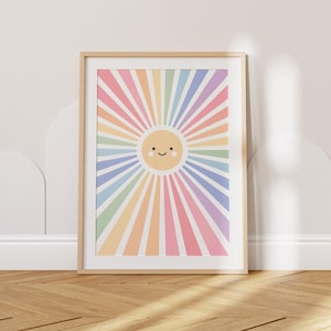 Sunshine Nursery Wall Art, Playroom Sun Poster, Kids Room Decor, Boho Nursery Wall Decor, Gender Neutral Wall Art, Toddler Room Decor