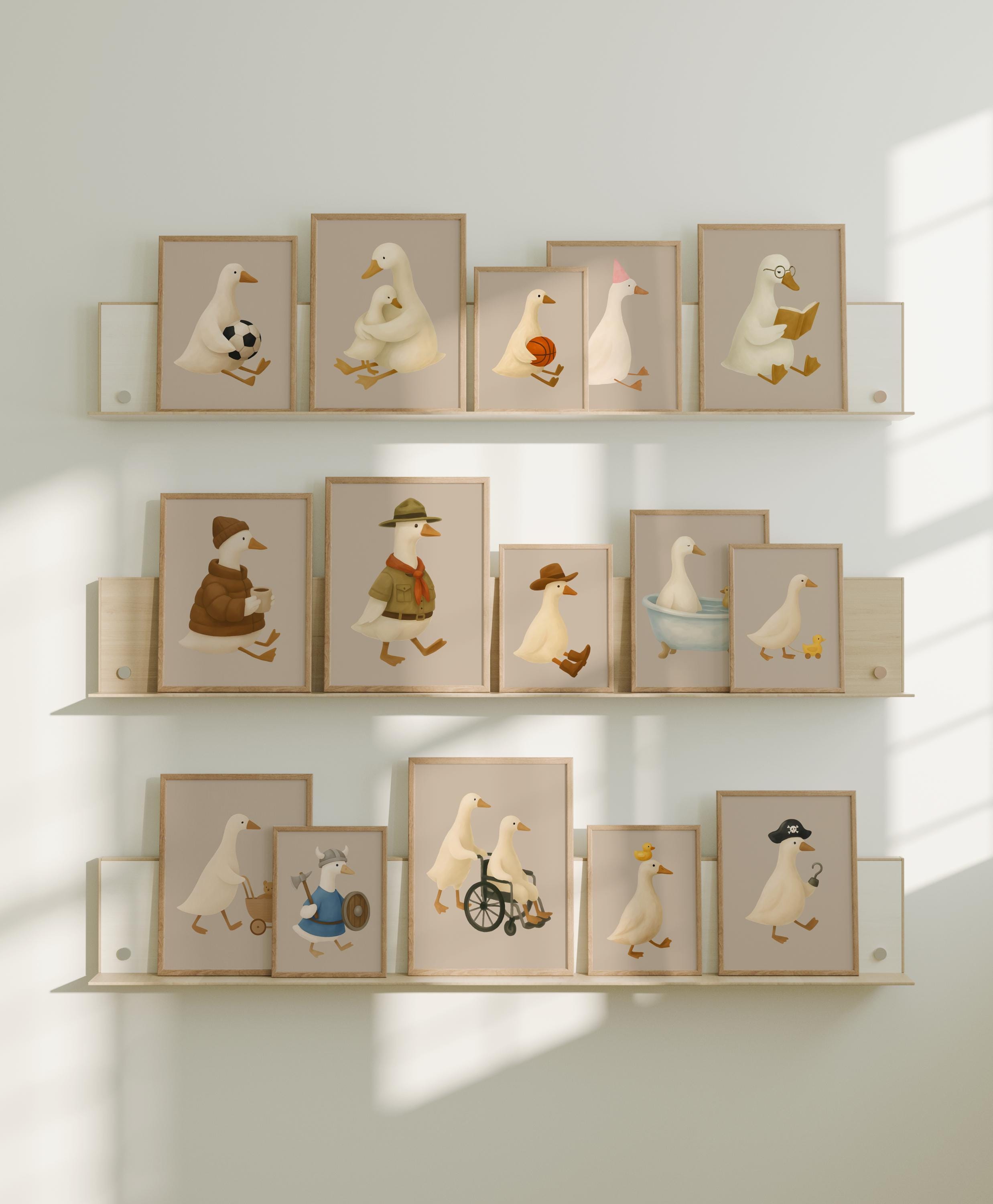 50 Goose Nursery Wall Art Bundle, Cute Animal Posters for Kids Room ...
