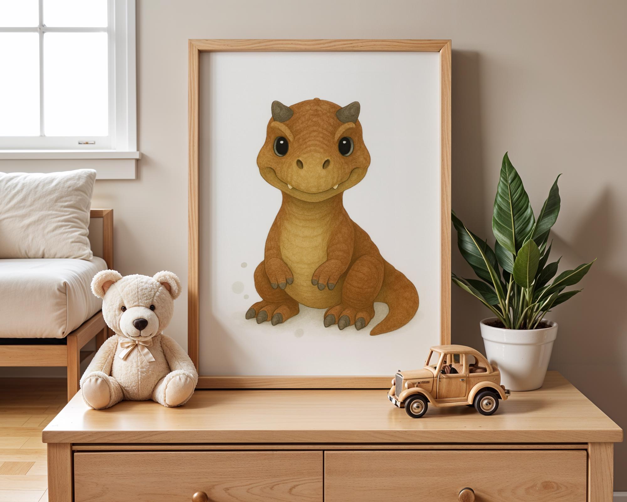 Baby Dinosaur Nursery Print, Cute Allosaurus Wall Art, Printable Dino ...