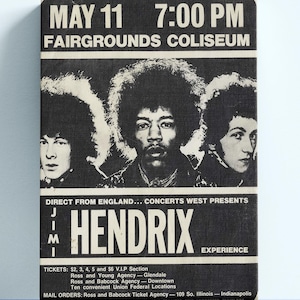 Vintage Jimi Hendrix Concert Canvas Print,Rock Music Legend Wall Art,Museum Quality Print Poster,Black and White Art,Retro Rock Canvas Art