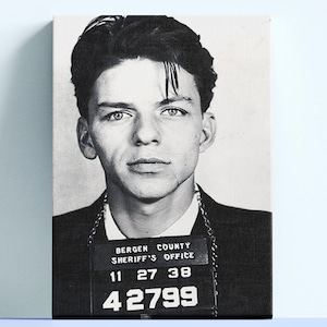 Impresión en lienzo vintage de Frank Sinatra, arte mural de músico famoso, póster de jóvenes celebridades, impresión artística en blanco y negro, decoración vintage para el hogar.