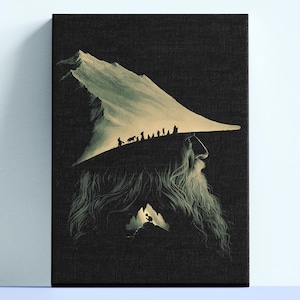 Toile d'art rétro Le Seigneur des anneaux, oeuvre d'art murale LOTR, peinture de l'association, impression de qualité musée, noir et blanc, décoration murale Lord Ring, cadeau pour LOTR