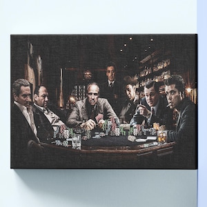 Retro Poker Spiel Leinwand Druck, berühmte Gangster Wandkunst, Legende Sterne Wanddekor, Man Höhle Dekor, Poker Spiel Poster Druck, bereit zum Aufhängen Kunst