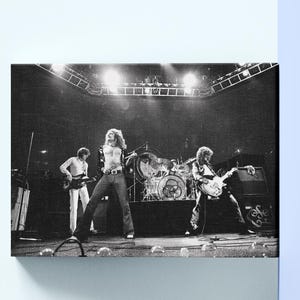 Vintage Led Zeppelin Concert Canvas Print,Legendary Music Band Wall Art, Framed Option,Various Sizes,Museum Quality Print,Black and White