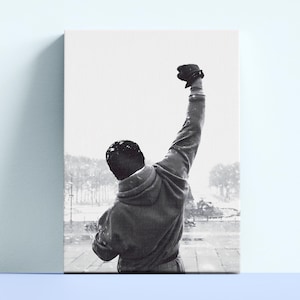 Vintage Rocky Balboa Canvas Print,Sylvester Stallone Wall Art,Retro Rocky Poster,Black and White,Rocky Motivetional Wall Decor,Wall Hangings