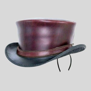 Steampunk Maroon El Dorado-hoge hoed – Victoriaanse gotische festivalhoed, vintage cosplayaccessoire, kostuumhoed voor heren en dames, Burning Man