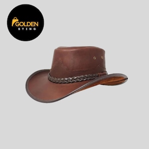Handgemaakte cowboyhoed in grafsteenstijl | Hoed van geolied buffelleer voor heren en dames