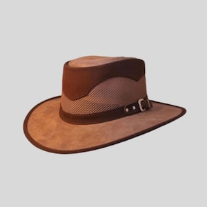 Cowboyhoed gokker | Handgemaakte leren westernhoed | Hoed in gokkerstijl