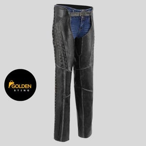 Ladies Lace-Up Leather Chaps | Grommet Detail Motorcycle Chaps for Women Riders