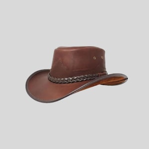 Handgemaakte cowboyhoed in grafsteenstijl | Hoed van geolied buffelleer voor heren en dames