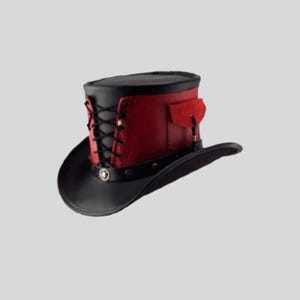 Korsethoed met veters | Hoge steampunkhoed met korsetdetail | Gothic festivalhoed