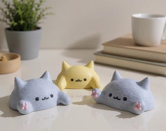 3D Printed Cat Figurines (Set of 3): Modern Minimalist Home Decor