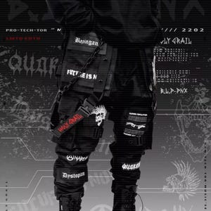 Techwear Streetwear Cosplay Holygrail Black Tactical Streetwear Techwear Heavy Cargo Trouser Pants H-G BLP-PNX