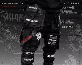 Ropa de calle técnica, ropa de calle táctica negra Holygrail, pantalones cargo pesados H-G BLP-PNX