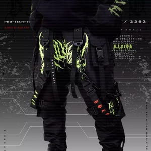 Techwear Streetwear Cosplay Black Streetwear Techwear Heavy Cargo Trouser Pants B.L.P.X.06/N.G LIMITED