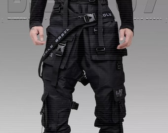 Techwear Cosplay Schwarz Streetwear Schwer Cargo Hose Hose HG B.L.P-07/BLK