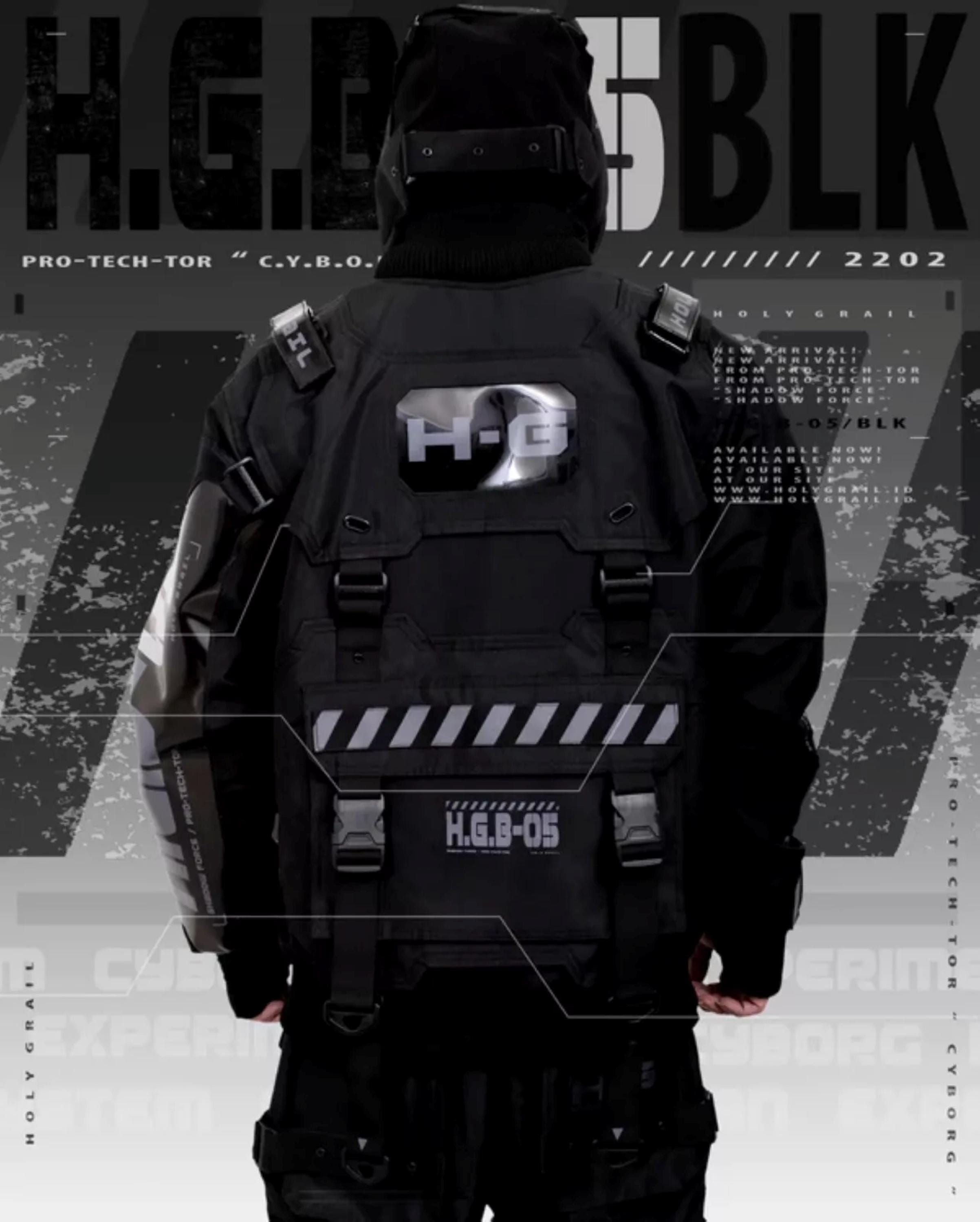 Techwear Streetwear Cosplay Futuristic Black Jacket Hoodie Full