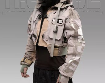 Techwear Streetwear Cosplay Gray Jacket Hoodie Full Zip Buckle Holygrail H.G.C-02/GRY