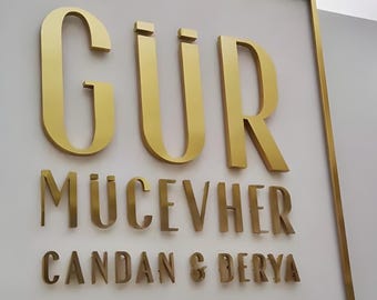 Letrero para escaparate, logotipo de empresa para exteriores, letrero comercial personalizado, letras metálicas grandes, letrero para tienda, señalización metálica 3D personalizada, letrero fabricado