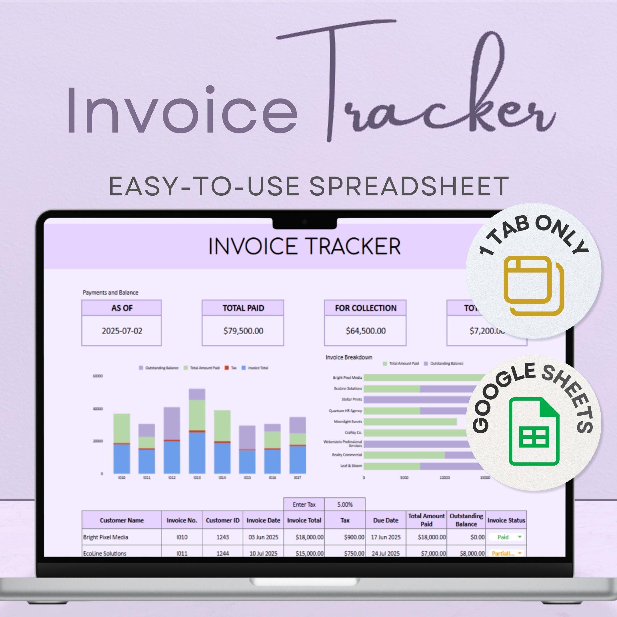Invoice Tracker Google Sheets | Editable Payment & Client Log ...