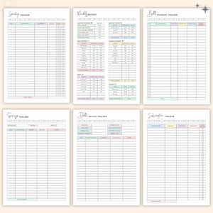 Printable Budget Planner Bundle | Monthly Budget, Bill Payment, Subscription, Debt Payoff, Savings & Spending Tracker Sheets