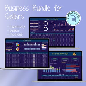 Business Tracker Bundle Google Sheets | Inventory Tracker, Lead CRM, Invoice Payment Spreadsheet for Small Business & Reseller Management