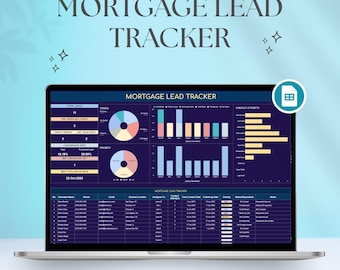 Seguimiento de clientes potenciales hipotecarios / Hojas de cálculo de Google CRM para corredores y agentes inmobiliarios / Panel de gestión de cartera de préstamos / Hoja de cálculo inmobiliaria Dark Blue