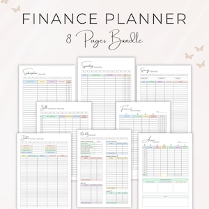 Printable Finance Planner Bundle | Monthly Budget Template, Bill Payment, Subscription, Debt Payoff, Savings & Spending Tracker Worksheet
