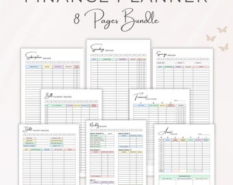 Printable Buchhaltungs-Planer-Bundle | Monatliche Budgetvorlage, Rechnungszahlung, Abonnement, Kreditrückzahlung, Spararbeitsblatt