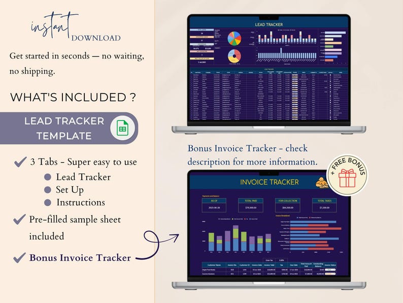 Lead Tracker Spreadsheet | Client CRM, Sales Pipeline (google Sheets ...