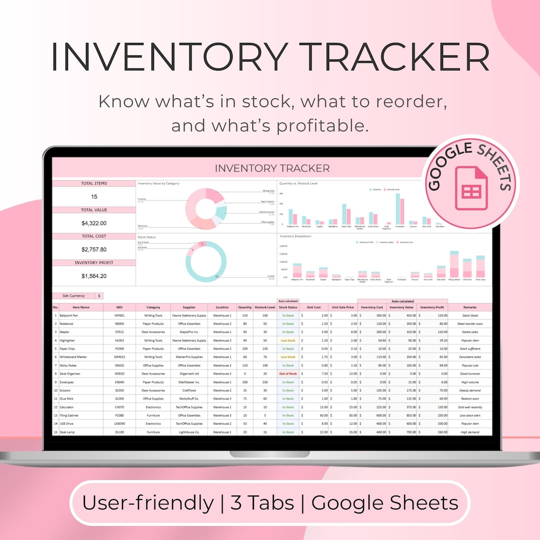 Inventory Tracker Google Sheet: Small Business Stock Management ...