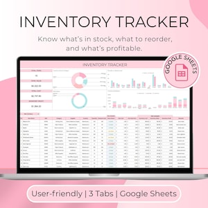 Inventory Spreadsheet Google Sheets Template | Small Business Stock Management, Reorder Alerts, Product Tracking and Inventory Profit
