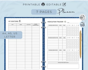 Medication Tracker Printable | Symptom, Appointment, Expense Logs (Canva Template)