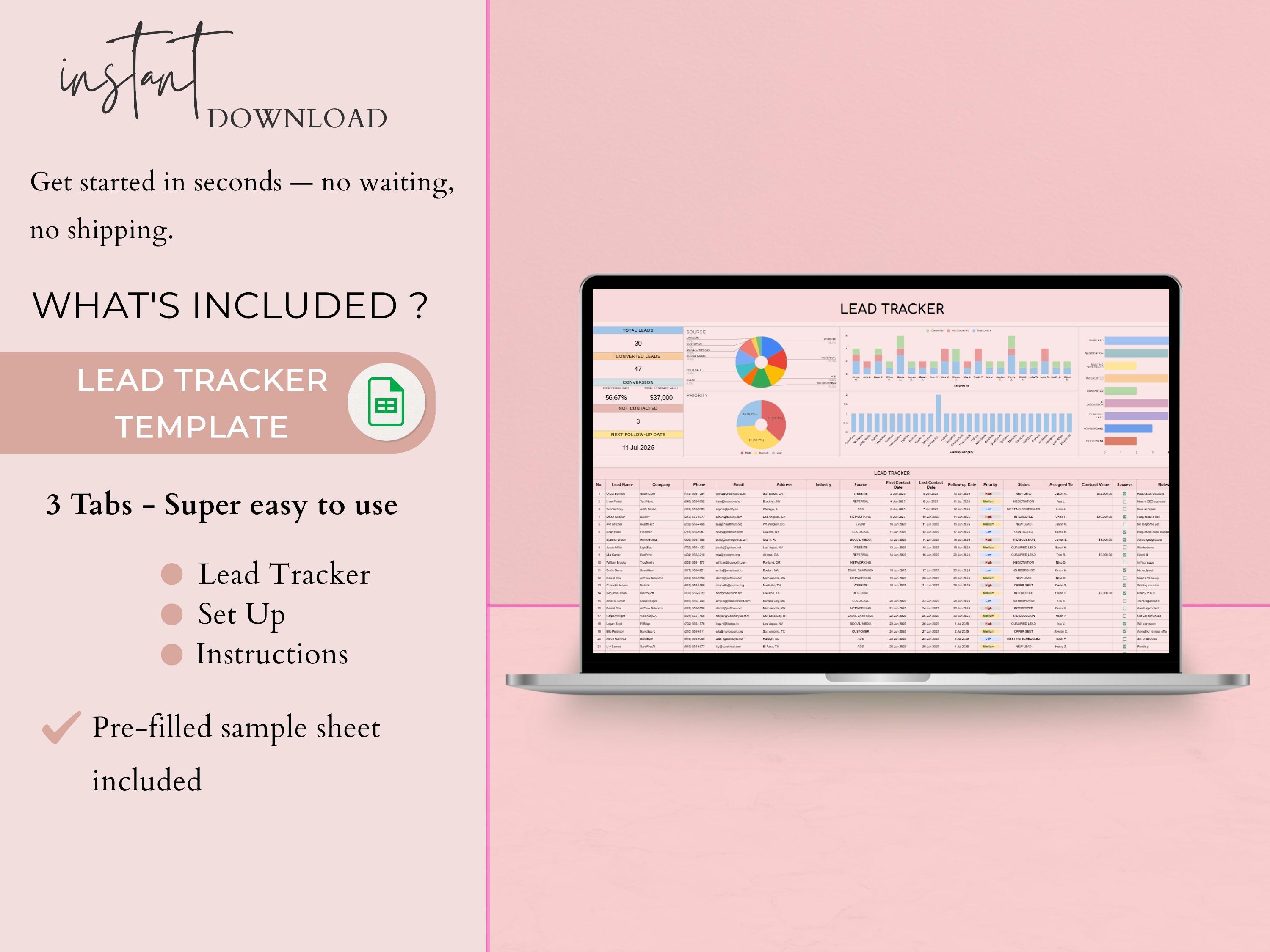 Lead Tracker Spreadsheet | Client CRM Google Sheets for Converting ...