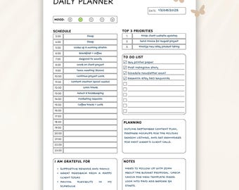 Druckbare tägliche Planer Vorlage – Minimalistischer Stundenplan & To Do Liste, Pumps für mehr Kreativität