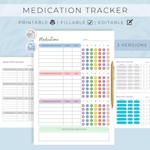 Daily Editable Medication Log Printable - Medication Tracker & Schedule | Home Medication Log | Fillable PDF with Checkboxes