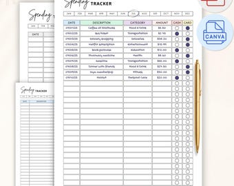 Printable Monthly Spending Tracker – Budget Worksheet (PDF & Canva)