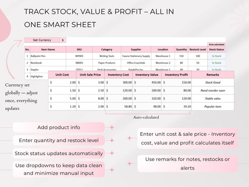 Inventory Tracker Google Sheet: Small Business Stock Management ...
