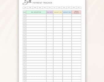 Printable Monthly Bill Payment Tracker: Finance Organizer (PDF & Canva Template)