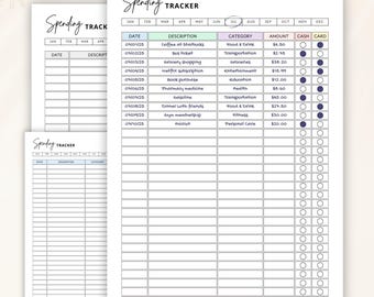 Printable Monthly Spending Tracker – Monthly Budget Printable Worksheet, Expense Log, Bullet Journal Budget Insert, Finance Printable