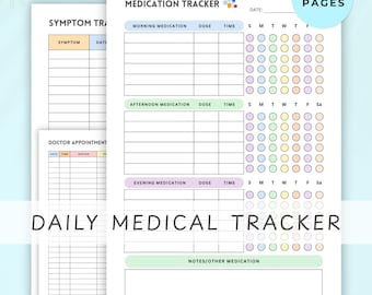 Daily Medication Tracker Binder Printable & Editable | Chronic Illness Symptom Tracker, Senior Medical Care