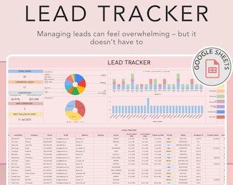 Lead Tracker Spreadsheet | Client CRM Google Sheets for Converting Leads | Follow-Up & Sales Pipeline Template