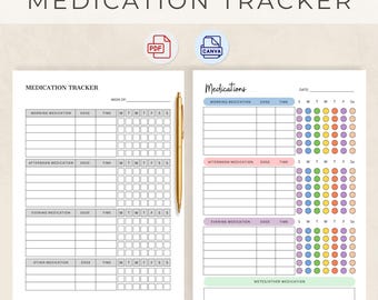 Printable Medication Tracker, Daily Medical Schedule (Fillable PDF)