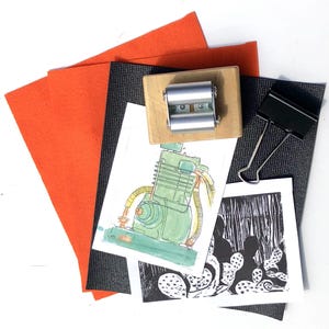 Printmaking Press Kit for etching monoprint linocut relief intaglio prints mini press small tabletop etching press pocket press printing